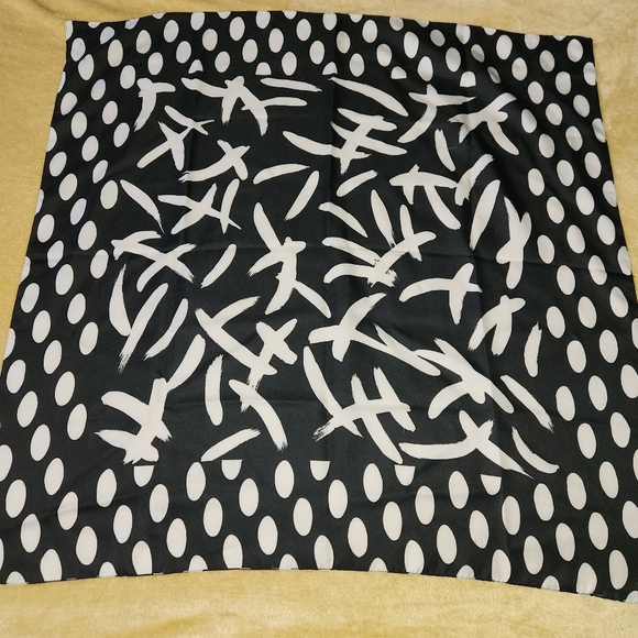 Unbranded Polka Dot and X satin square shaped scarf 30" - Picture 2 of 4
